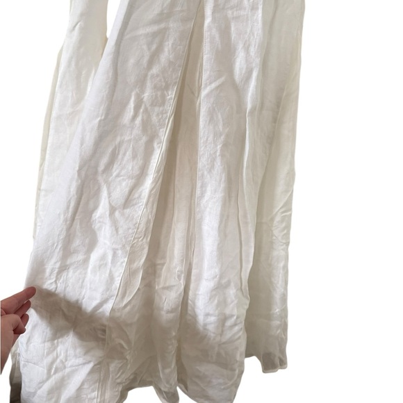 120% Lino White Linen Tie Neck Maxi Halter Dress - Picture 7 of 11